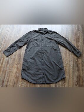 Madewell Womens 100% Cotton Gray Black Chambray Utility Shirt Dress Button Up M